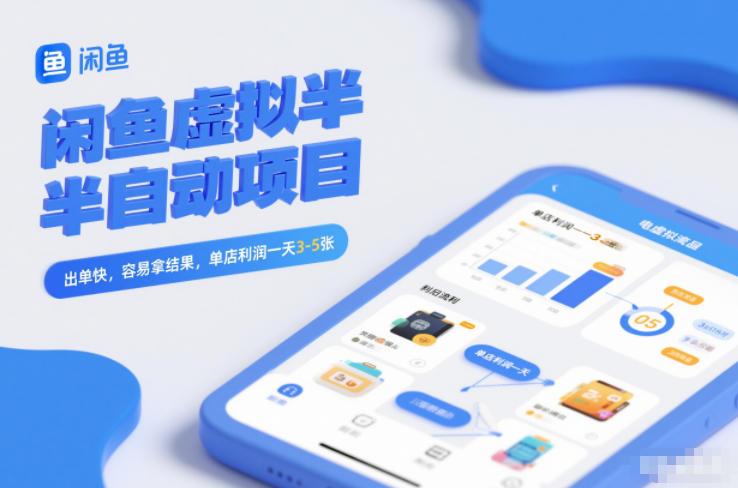 闲鱼虚拟半自动项目,出单快,容易拿结果,单店利润一天3-5张-梦清研习社