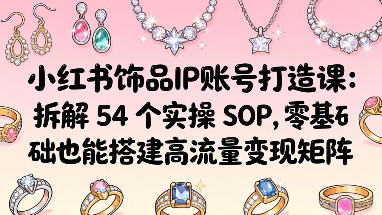 小红书饰品IP账号打造课：拆解 54 个实操 SOP，零基础也能搭建高流量变现矩阵-梦清研习社