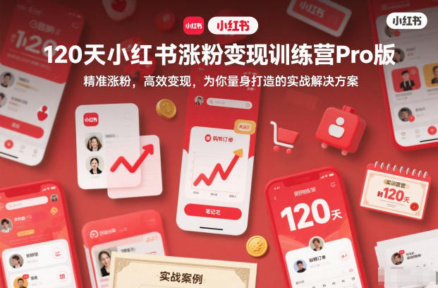 120天小红书涨粉变现训练营Pro版,精准涨粉,高效变现,为你量身打造的实战解决方案-梦清研习社