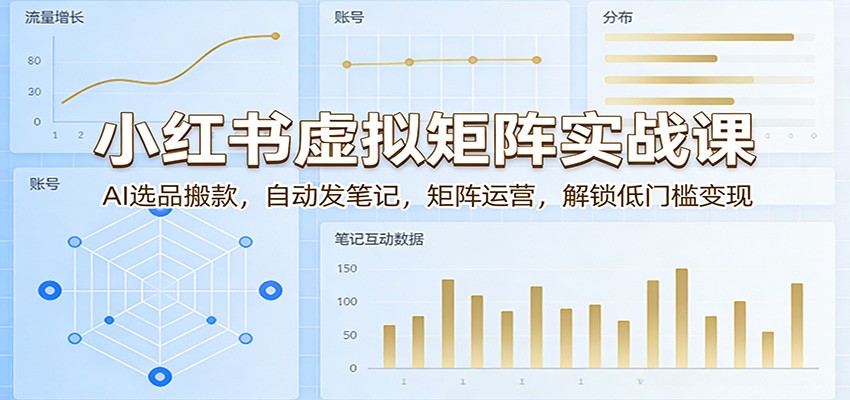 小红书虚拟矩阵实战课：AI选品搬款，自动发笔记，矩阵运营，解锁低门槛变现-梦清研习社
