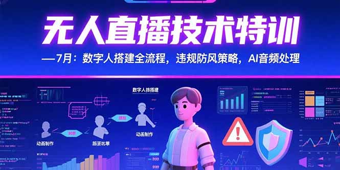 无人直播技术特训-7月:数字人搭建全流程,违规防风策略,AI音频处理-梦清研习社