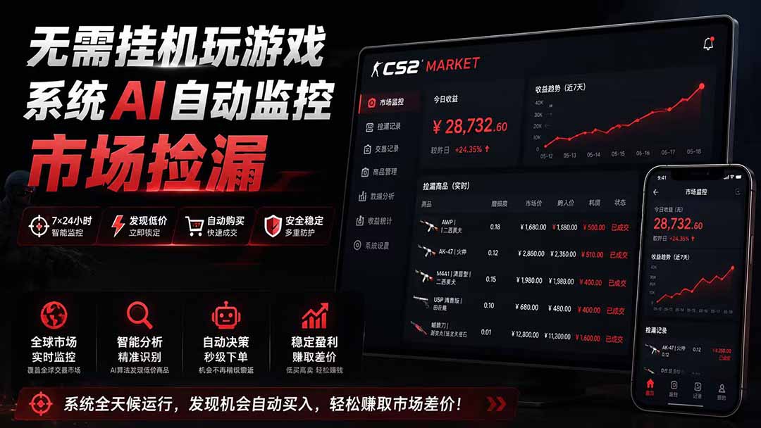 系统AI自动监控市场捡漏，不用玩游戏|只需要一部手机|支持任何形式数据验证-梦清研习社