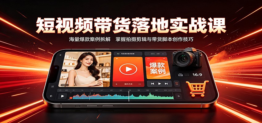 短视频带货落地实战课：海量爆款案例拆解，掌握拍摄剪辑与带货脚本创作技巧-梦清研习社