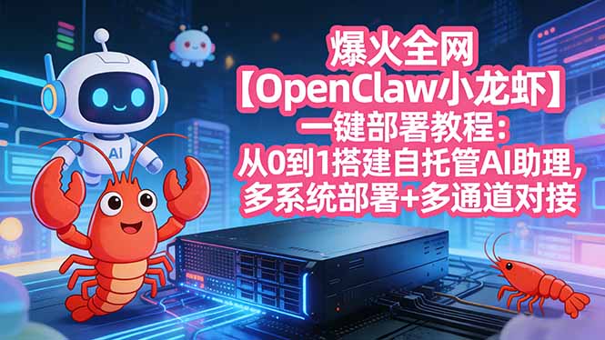爆火全网【OpenClaw 小龙虾】一键部署教程:从0到1搭建自托管AI助理,多系统部署+多通道对接-梦清研习社