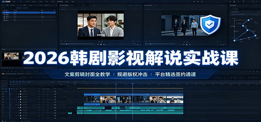 2026韩剧影视解说实战课：文案剪辑封面全教学，规避版权冲击平台精选签约通道-梦清研习社