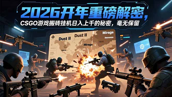 2026开年重磅解密，CSGO游戏搬砖挂机日入上千的秘密，毫无保留-梦清研习社