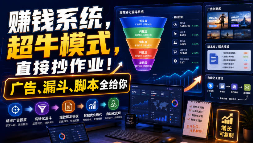賺钱系统，超牛模式，直接抄作业！广告、漏斗、脚本全给你【原创双语字幕】-梦清研习社