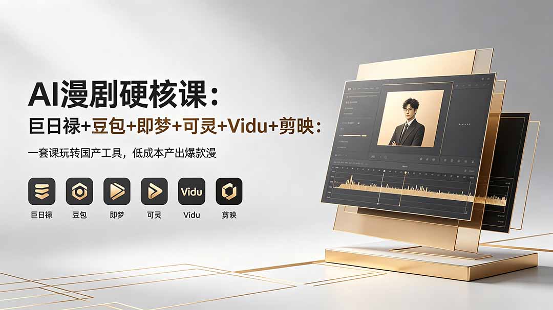 AI漫剧硬核课：巨日禄+豆包+即梦+可灵+Vidu+剪映：一套课玩转国产工具，低成本产出爆款漫剧-梦清研习社