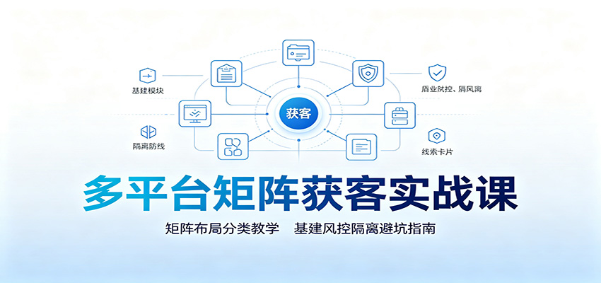 多平台矩阵获客实战课：矩阵布局分类教学，基建风控隔离避坑指南-梦清研习社
