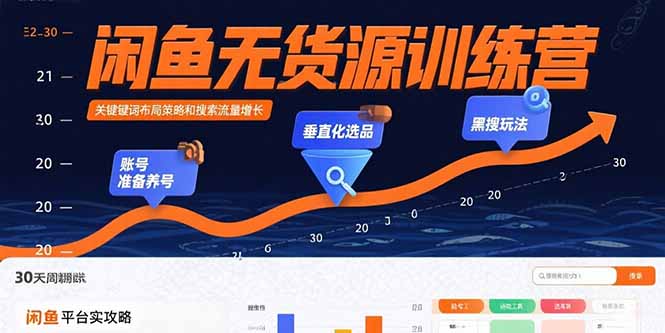 闲鱼无货源训练营：账号准备养号/垂直化选品/黑搜玩法，0基础30天盈利指南-梦清研习社
