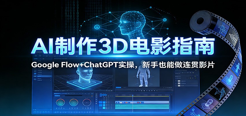 AI制作3D电影指南：Google Flow+ChatGPT实操，新手也能做连贯影片-梦清研习社