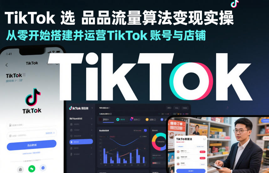 TikTok选品流量算法变现实操,从零开始搭建并运营TikTok账号与店铺-梦清研习社