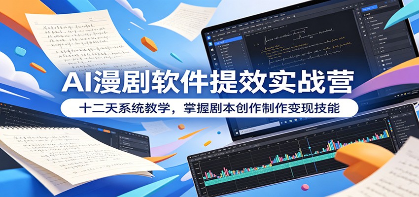 AI漫剧软件提效实战营：十二天系统教学，掌握剧本创作制作变现技能-梦清研习社
