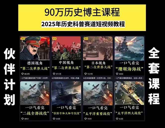 图片[1]-短视频历史赛道实战教程，手机电脑双端剪辑教程和账号运营指南与变现技巧-梦清研习社