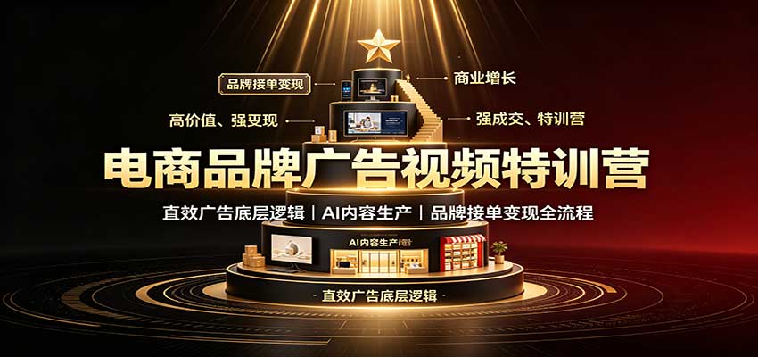 电商品牌广告视频特训：直效广告底层逻辑，AI内容生产，品牌接单变现全流程-梦清研习社