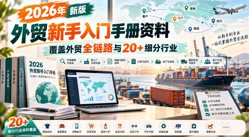 2026年新版外贸新手入门手册资料，覆盖外贸全链路与20+细分行业-梦清研习社