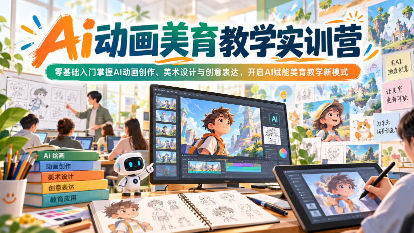 Ai动画美育教学实训营，零基础入门掌握AI动画创作、美术设计与创意表达，开启AI赋能美育教学新模式-梦清研习社