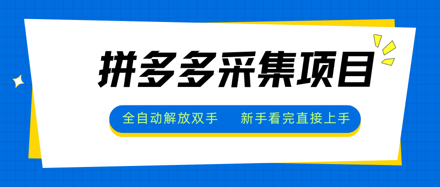 拼多多采集项目,全自动解放双手,单号日入30+-梦清研习社