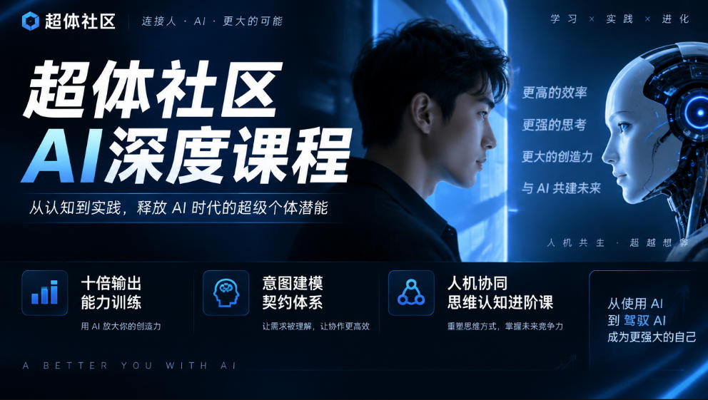 超体社区AI深度课程，十倍输出能力训练，意图建模契约体系，人机协同思维认知进阶课-梦清研习社