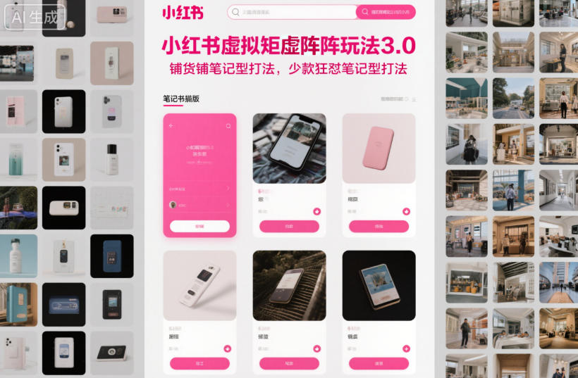 小红书虚拟矩阵玩法3.0,铺货铺笔记型打法,少款狂怼笔记型打法-梦清研习社