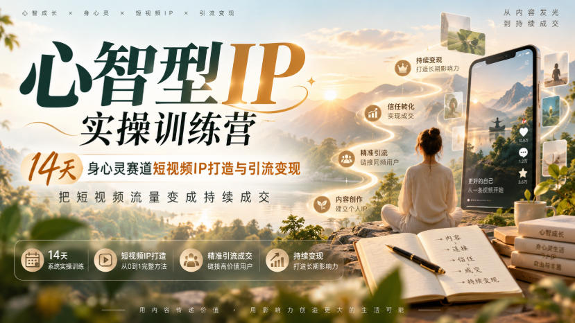 心智型IP实操训练营｜14天身心灵赛道短视频IP打造与引流变现，把短视频流量变成持续成交-梦清研习社