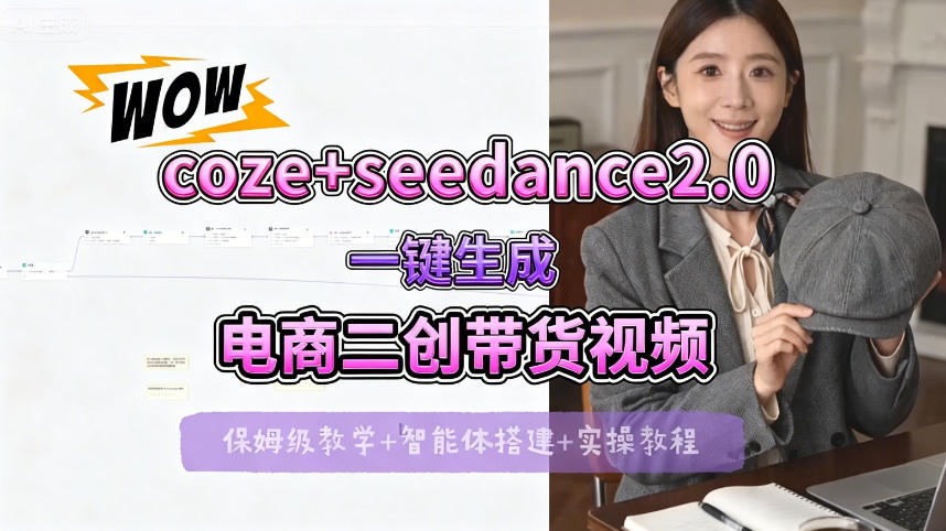【Coze工作流搭建实操教程】seedance2.0+coze一键生成电商二创带货视频，全流程保姆级教学-梦清研习社