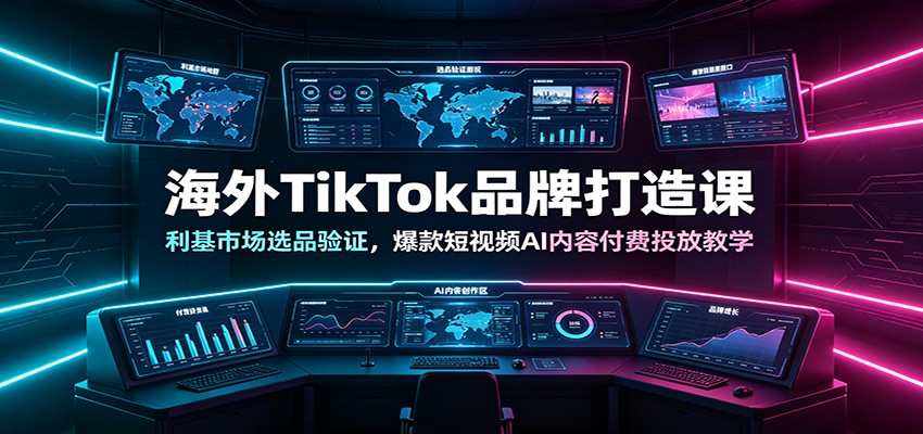 海外TikTok品牌打造课：利基市场选品验证，爆款短视频AI内容付费投放教学-梦清研习社