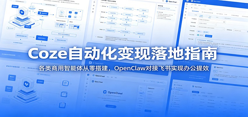 Coze自动化变现落地指南：各类商用智能体从零搭建，OpenClaw对接飞书实现办公提效-梦清研习社