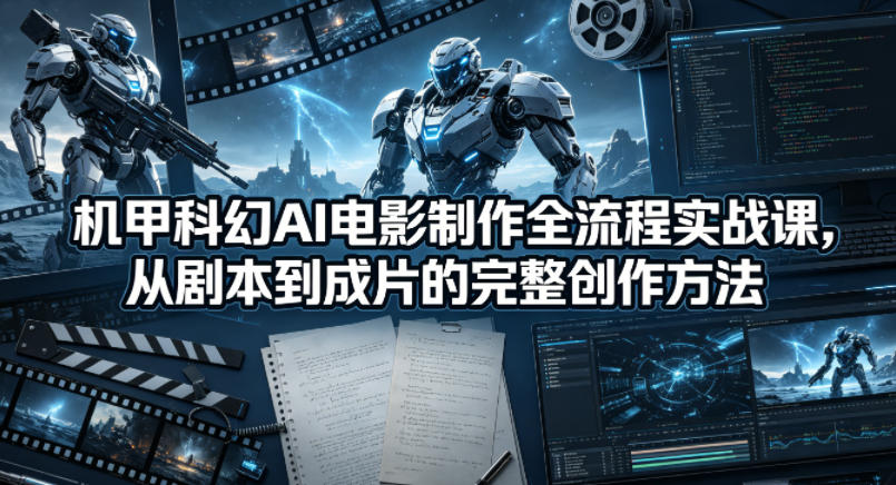 机甲科幻AI电影制作全流程实战课，从剧本到成片的完整创作方法-梦清研习社