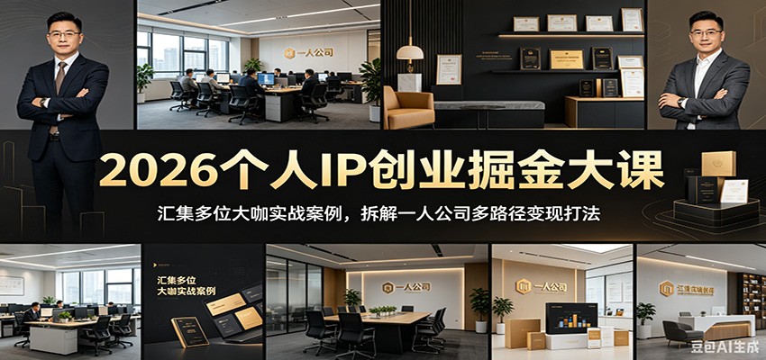 2026个人IP创业掘金大课:汇集多位大咖实战案例,拆解一人公司多路径变现打法-梦清研习社