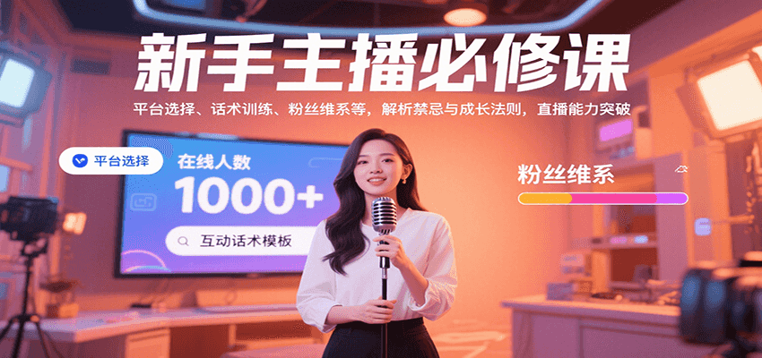 新手主播必修课：平台选择、话术训练、粉丝维系等，解析禁忌与成长法则，突破直播能力-梦清研习社