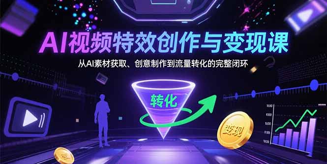AI视频特效创作与变现课：从AI素材获取、创意制作到流量转化的完整闭环-梦清研习社