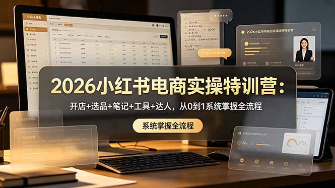 2026小红书电商实操特训营：开店+选品+笔记+工具+达人，从0到1系统掌握全流程-梦清研习社