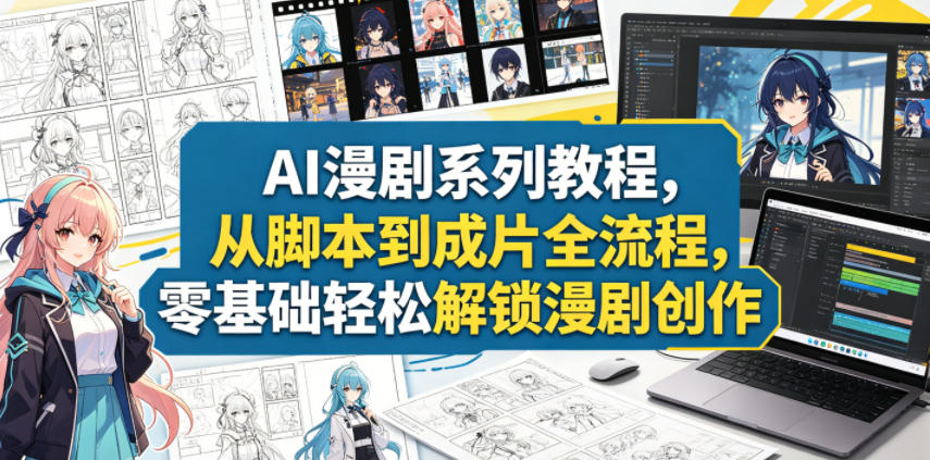 AI漫剧系列教程，从脚本到成片全流程，零基础轻松解锁漫剧创作-梦清研习社