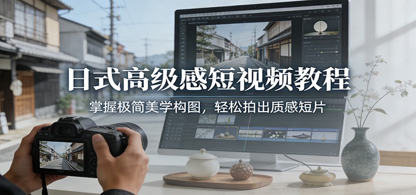 日式高级感短视频教程：掌握极简美学构图，轻松拍出质感短片-梦清研习社