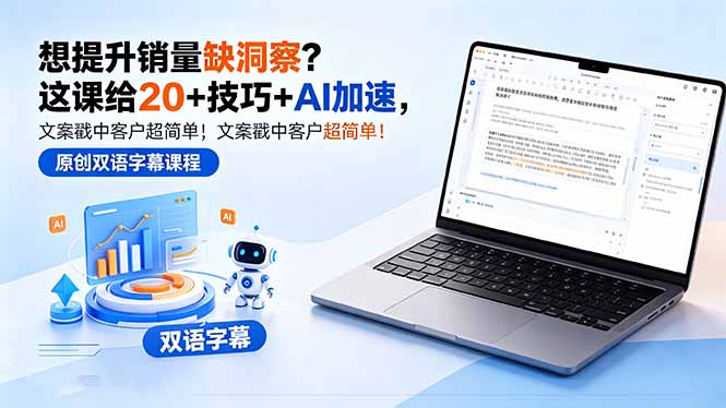 想提升销量缺洞察？这课给 20 + 技巧 + AI 加速，文案戳中客户超简单！【原创双语字幕】-梦清研习社