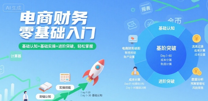 电商财务零基础入门，基础认知+基础实操+进阶突破，轻松掌握-梦清研习社