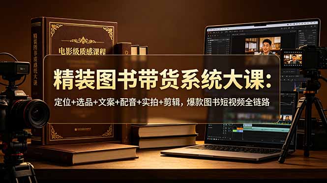 精装图书带货系统大课：定位+选品+文案+配音+实拍+剪辑，爆款图书短视频全链路-梦清研习社