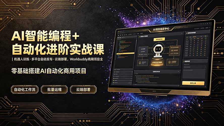 AI智能编程+自动化进阶实战课｜机器人训练·多平台自动发布·云端部署，Workbuddy商用项目全流程教学-梦清研习社