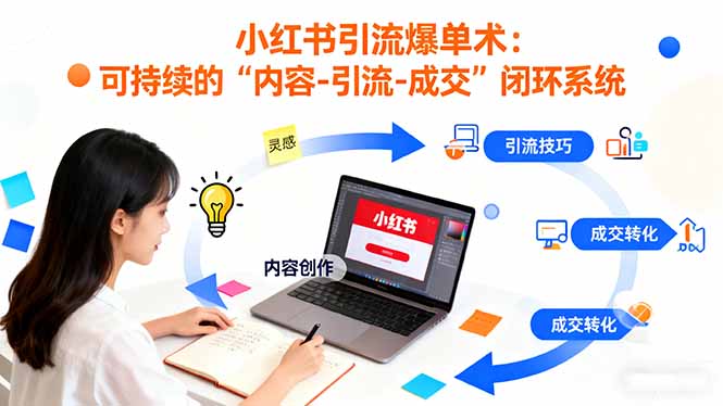 小红书引流爆单术：构建一套低成本 可持续的“内容-引流-成交”闭环系统-梦清研习社
