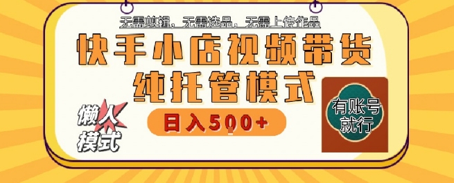 快手小店托管代运营，无需剪辑，无需选品，无需上传作品，全程无需操作，轻松月入5k+【揭秘】-梦清研习社
