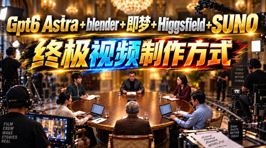 GPT-6 Astra+Blender+即梦+Higgsfield+Suno=终极视频制作方式!-梦清研习社