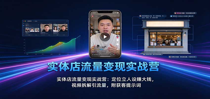 实体店流量变现实战营：定位立人设赚大钱，视频拆解引流量，附获客提示词-梦清研习社