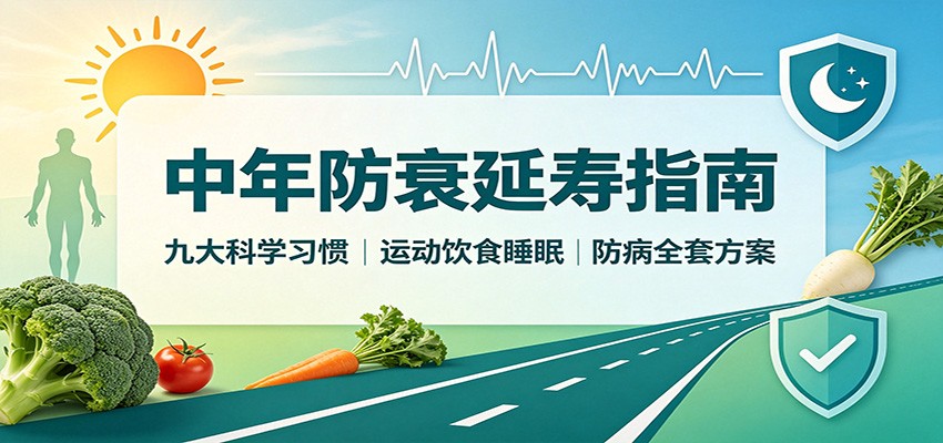 中年防衰延寿指南：九大科学习惯，运动饮食睡眠防病全套方案-梦清研习社