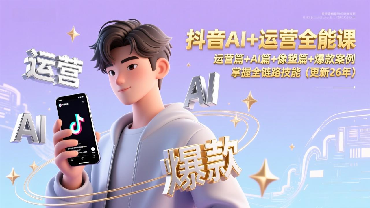 抖音AI+运营全能课,运营篇+AI篇+像塑篇+爆款案例,掌握全链路技能(更新26年-梦清研习社