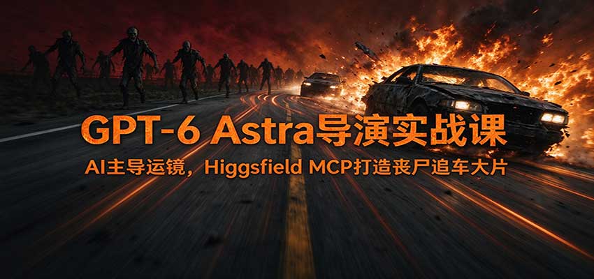 GPT-6 Astra导演实战课：AI主导运镜，Higgsfield MCP打造丧尸追车大片-梦清研习社