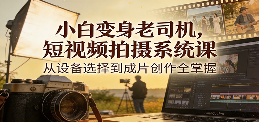 小白变身老司机，短视频拍摄系统课，从设备选择到成片创作全掌握-梦清研习社