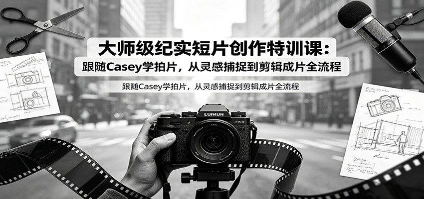 大师级纪实短片创作特训课：跟随Casey学拍片，从灵感捕捉到剪辑成片全流程-梦清研习社
