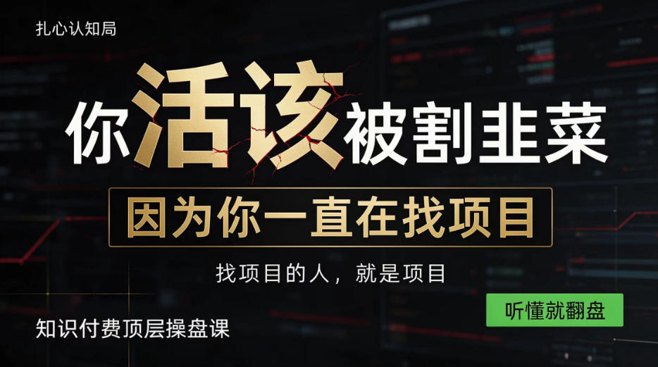 做项目不如卖项目，做知识付费自己当老板，知识付费顶层操盘课，听懂就翻盘【揭秘】-梦清研习社