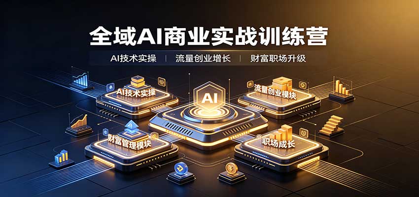 全域AI商业实战训练营：涵盖AI技术实操、流量创业、财富管理与职场成长全体系内容-梦清研习社